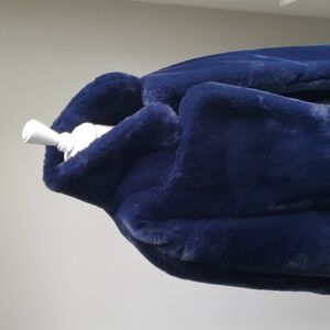 EUC Apparis Eloise Faux Fur Car Coat In Midnight/Indigo Blue Sz L/XL